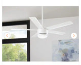 Merwry 52 in. Intergrated LED Matte White Ceiling Fan With Light And Remote Control