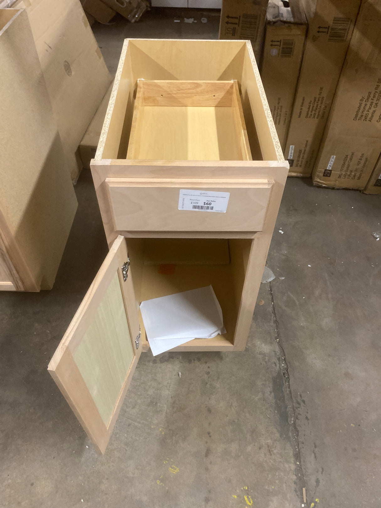Hampton 15 in. W x 24 in. D x 34.5 in. H Assembled Base Kitchen Cabinet in Unfinished