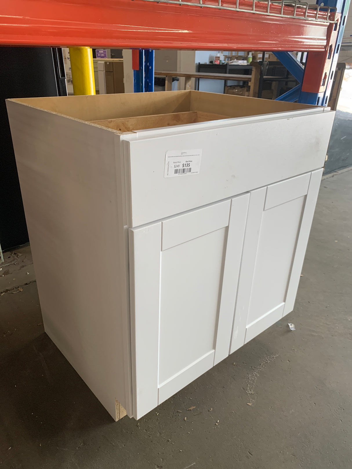 Shaker Satin White Stock Assembled Base Kitchen Cabinet with Ball-Bearing Drawer Glides (30 in. x 34.5 in. x 24 in.)