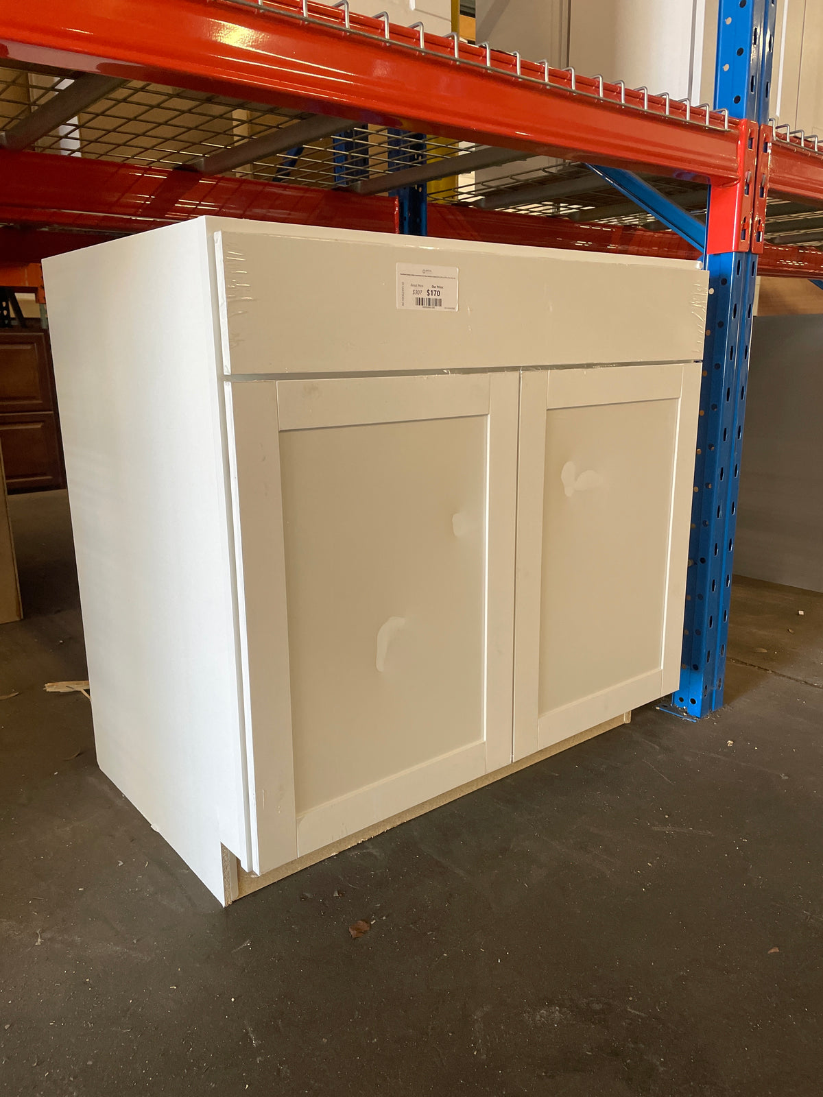 Westfield Feather White Assembled Sink Base Kitchen Cabinet (36 in. W x 23.75 in. D x 35 in. H)