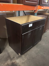 Shaker 36 in. W x 24 in. D x 34.5 in. H Assembled Sink Base Kitchen Cabinet in Java without Shelf