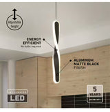 Finley 13-Watt 1 Light Black Modern 5 CCT Integrated LED Mini Pendant Light Fixture for Kitchen Island