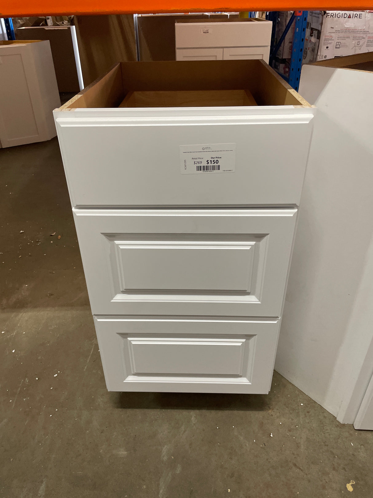 Hampton Satin White Raised Panel Assembled Drawer Base Kitchen Cabinet with Drawer Glides (18 in. x 34.5 in. x 24 in.)