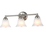 Ashhurst 3-Light Brushed Nickel Classic Traditional Bathroom Vanity Light with Frosted Glass Shades