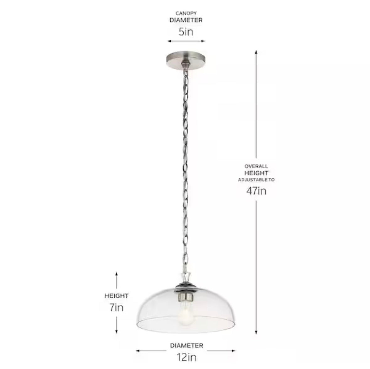 Gineva 1-Light Pendant with Clear Glass in Brushed Nickel