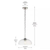 Gineva 1-Light Pendant with Clear Glass in Brushed Nickel