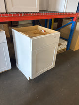Shaker Satin White Stock Assembled Base Kitchen Cabinet with Ball-Bearing Drawer Glides (24 in. x 34.5 in. x 24 in.)