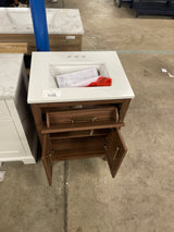 Riley 24 in. Single Sink Freestanding Spiced Walnut Bath Vanity with White Engineered Stone Top (Assembled)