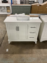 Palace 43 in. Single Sink Freestanding White Bath Vanity with White Quartz Top and Backsplash Assembled