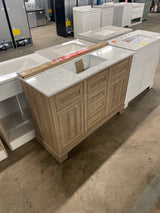 Doveton 48 in. W x 19 in. D x 34.50 in. H Freestanding Vanity in Weathered Tan with White Engineered Stone Top