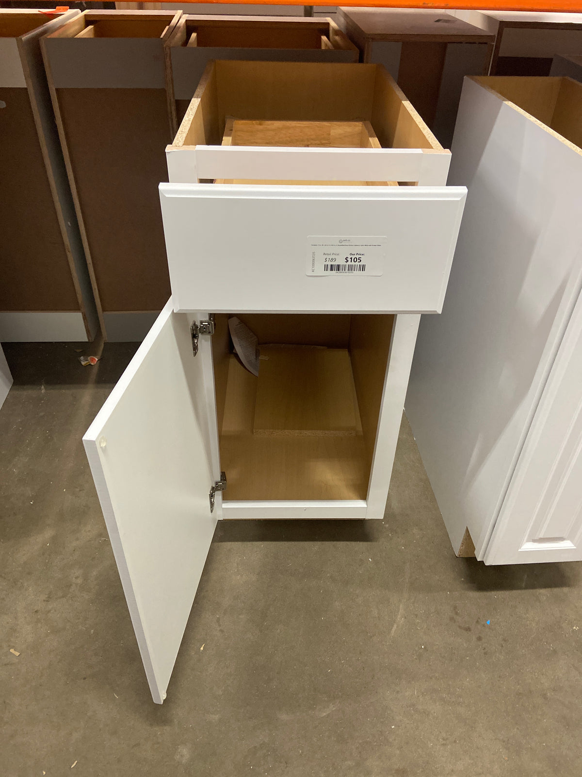 Hampton 15 in. W x 24 in. D x 34.5 in. H Assembled Base Kitchen Cabinet in Satin White with Drawer Glides