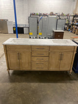 Aberdeen 72 in. x 22 in. D x 34.5 in. H Bath Vanity in Antique Oak with White Carrara Marble Top ( Comes With One Free Toilet or Mirror Valued Up To $150 )