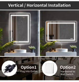 36 in. W x 36 in. H Rectangular Frameless LED Front Light and Backlit Anti-Fog Wall Mirror Bathroom Vanity Mirror