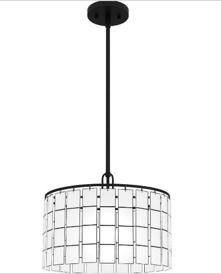 Camden 1-Light Matte Black Pendant with Frosted Bound Glass Shade