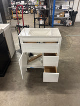 Clady 31 in. W x 19 in. D x 35 in. H Single Sink Freestanding Bath Vanity in White with Silver Ash Cultured Marble Top