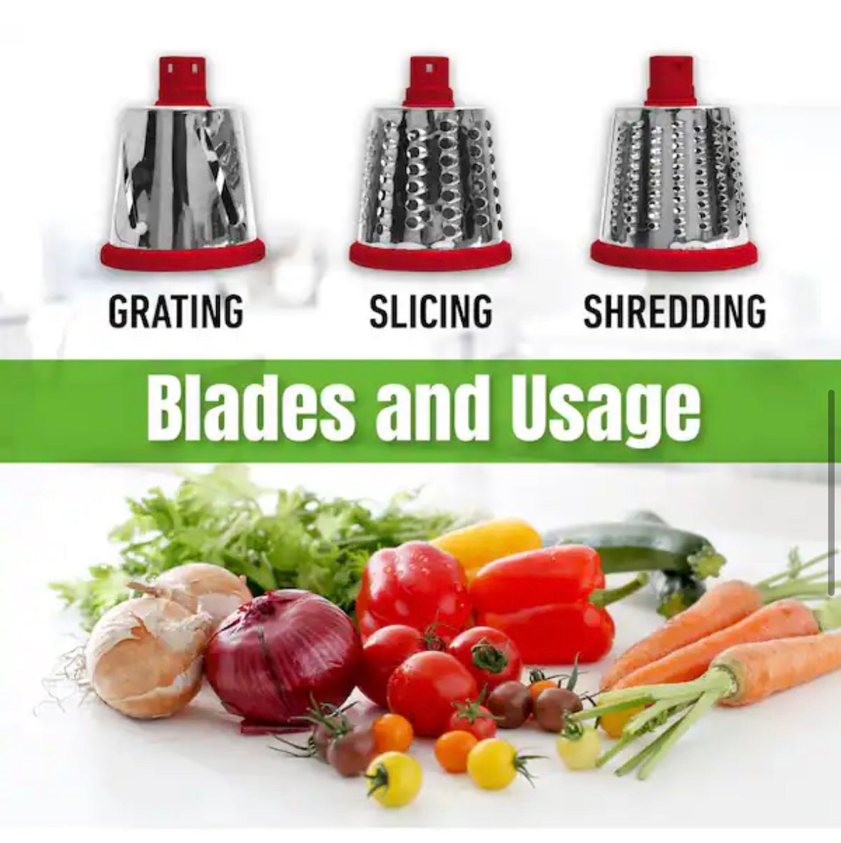 NutriSlicer 3-in-1 Spinning/Rotating Mandoline and Countertop Food Slicer and Grater