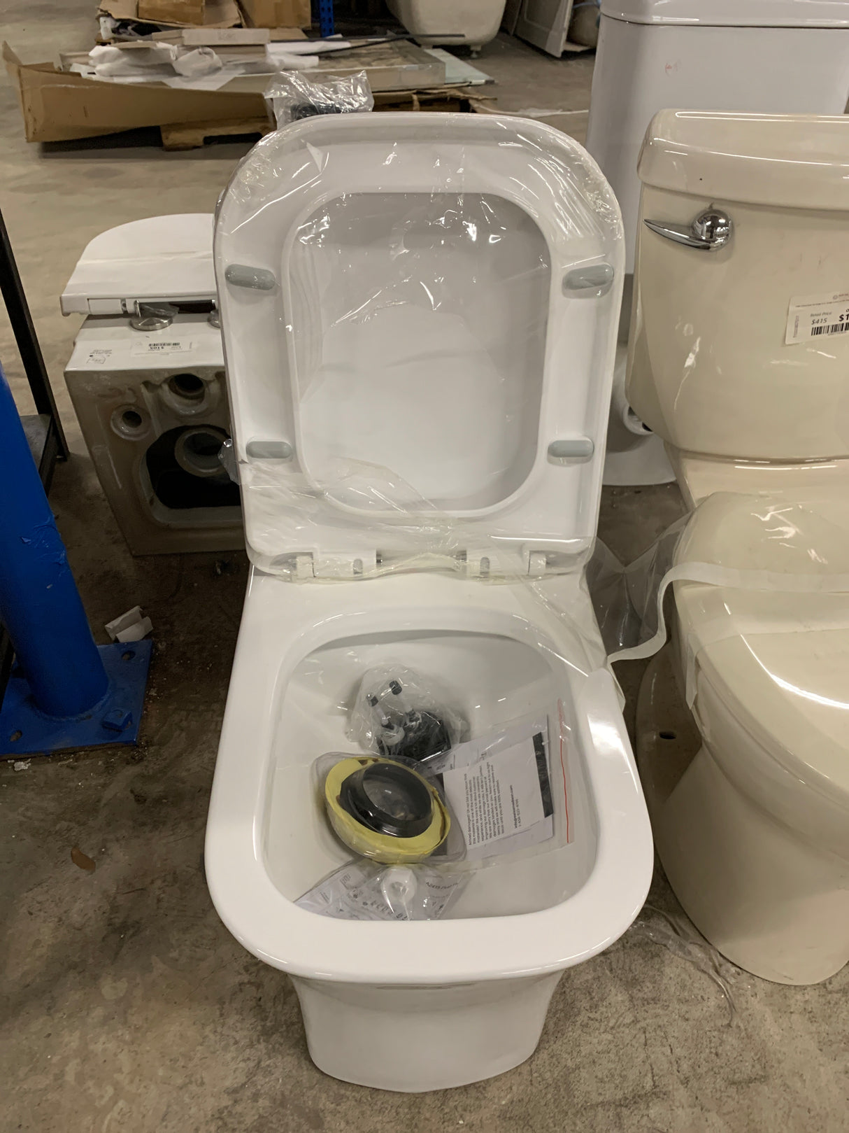 Concorde 10 in. Rough In 1-piece 1.1/1.6 GPF Dual Flush Square Toilet in Glossy White, Seat Included