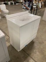 31 in. W x 19 in. D x 35 in. H Single Sink Freestanding Bath Vanity in White with White Cultured Marble Top