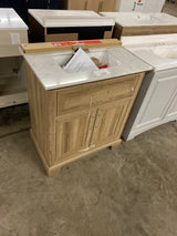 Doveton 30 in. W x 19 in. D x 34.50 in. H Freestanding Vanity in Weathered Tan with White Engineered Stone Top