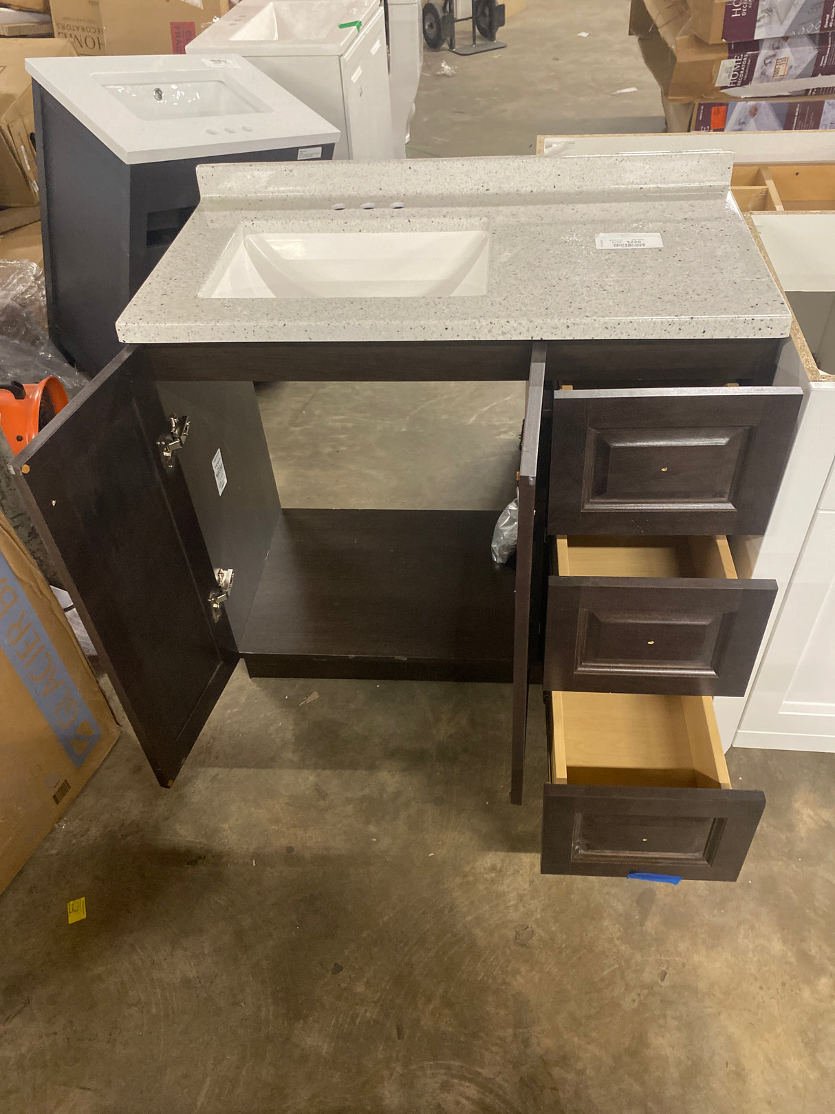 Northwood 37 in. W x 19 in. D x 38 in. H Single Sink Bath Vanity in Dusk with Silver Ash Engineered Solid Surface Top