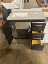 Northwood 37 in. W x 19 in. D x 38 in. H Single Sink Bath Vanity in Dusk with Silver Ash Engineered Solid Surface Top