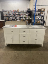 Ridgemore 71 in. Double Sink White Bath Vanity with Gray Granite Top (Assembled)