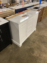 Doveton 48 in. W x 19 in. D x 34 in. H Single Sink Bath Vanity in White with White Engineered Marble Top