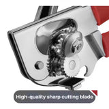 Heavy Duty Hand Crank Red Can Opener Manual with Comfortable Handles, Large Handheld Can Openers for Seniors