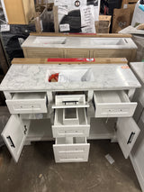 Doveton 48 in. W x 19 in. D x 34 in. H Single Sink Bath Vanity in White with White Engineered Marble Top