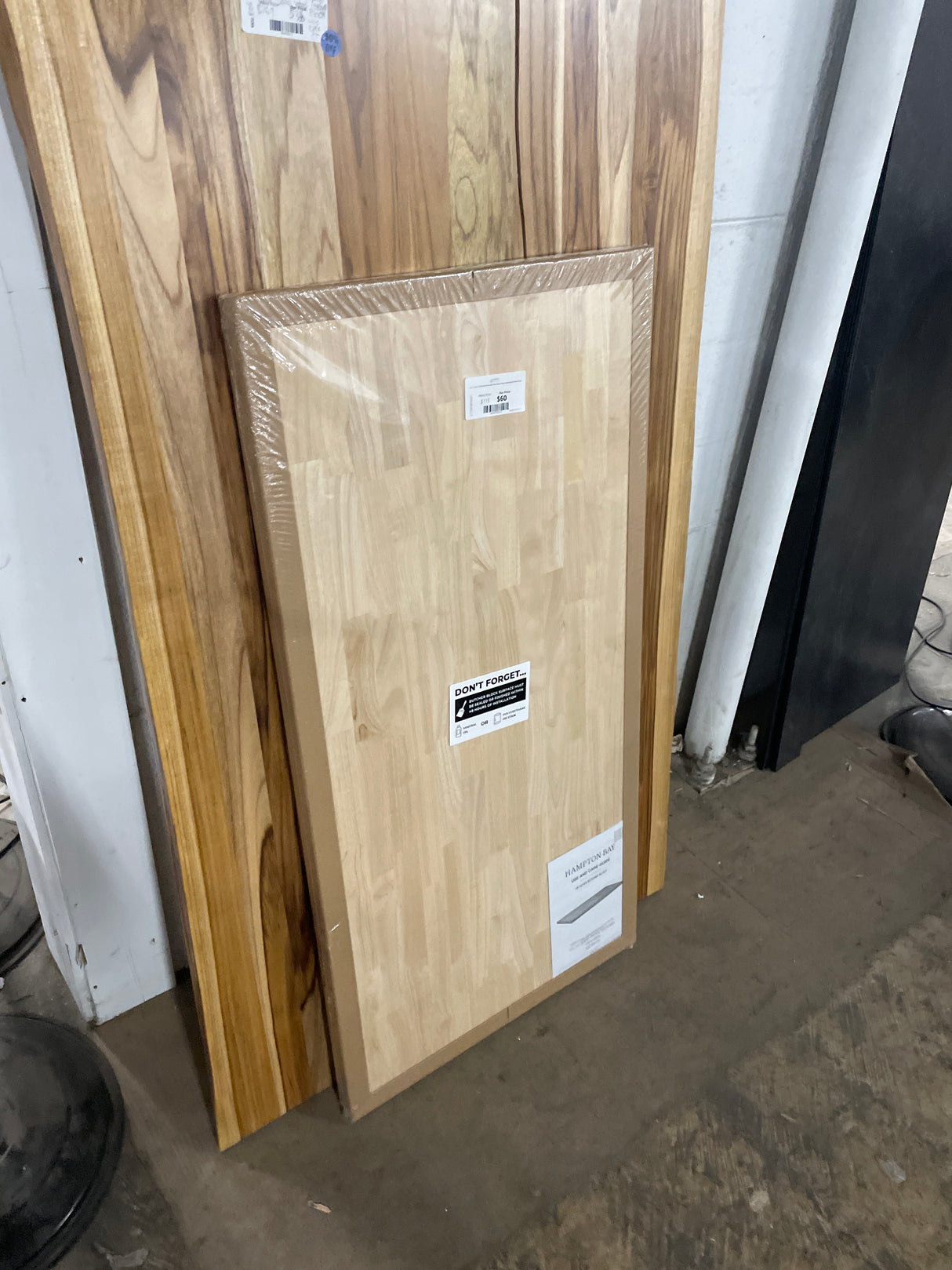 4 ft. L x 25 in. D Unfinished Hevea Solid Wood Butcher Block Countertop With Square Edge