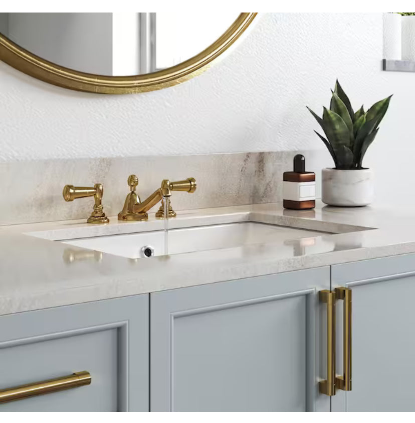 23-5/8 in. Rectangular Glazed Ceramic Undermount Bathroom Vanity Sink in White with Overflow Drain