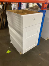 Shaker Satin White Stock Assembled Drawer Base Kitchen Cabinet with Drawer Glides (18 in. x 34.5 in. x 24 in.)