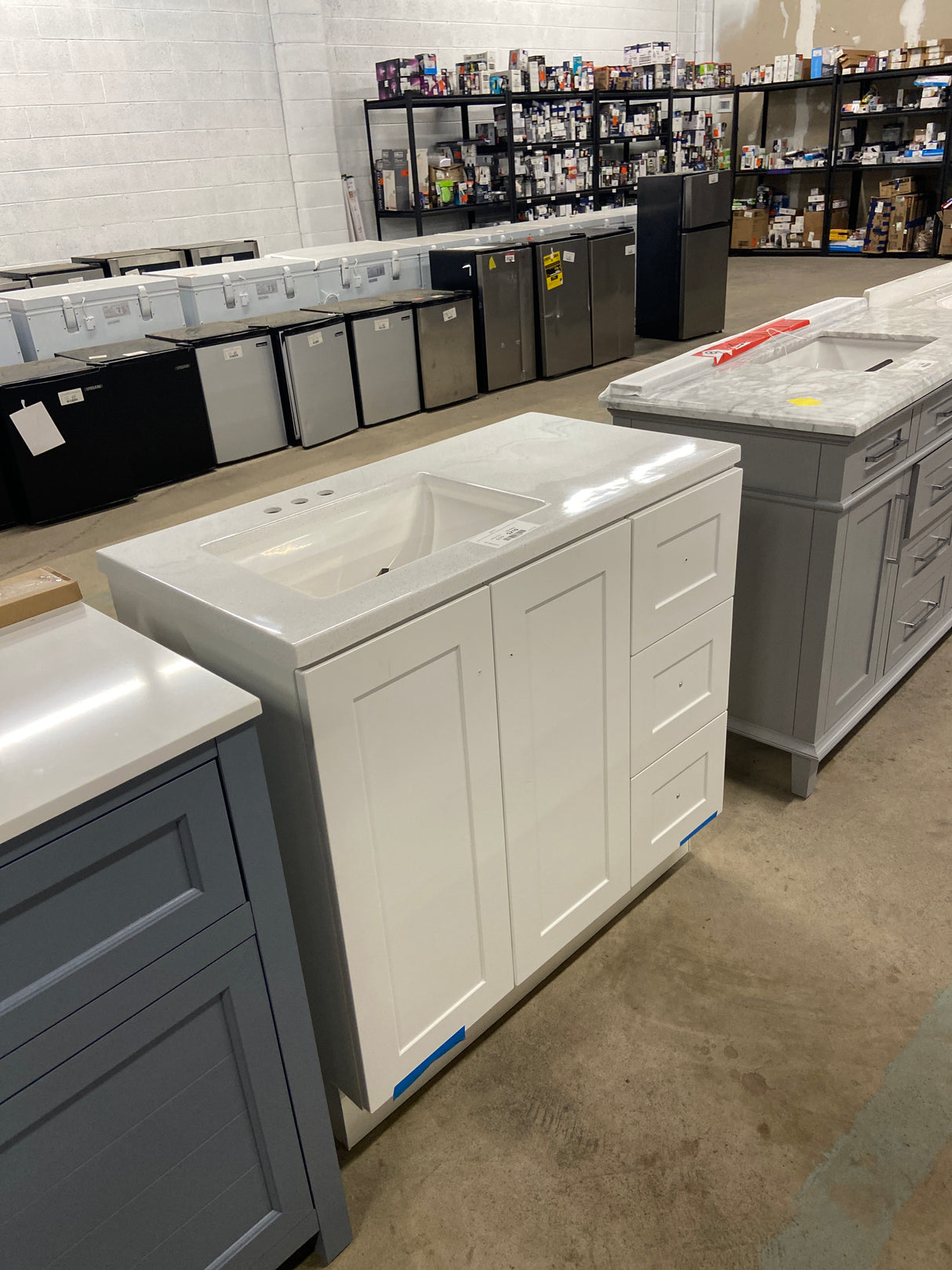 Bannister 37 in. W x 19 in. D x 35 in. H Single Sink Freestanding Bath Vanity in White with White Cultured Marble Top