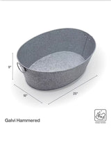 25 in. Galvanized Hammered Steel Oval Beverage Tub, Gray