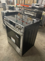 30 in. 5-Burner Element Slide-In Front Control Self-Cleaning Electric Range with Convection in Stainless Steel