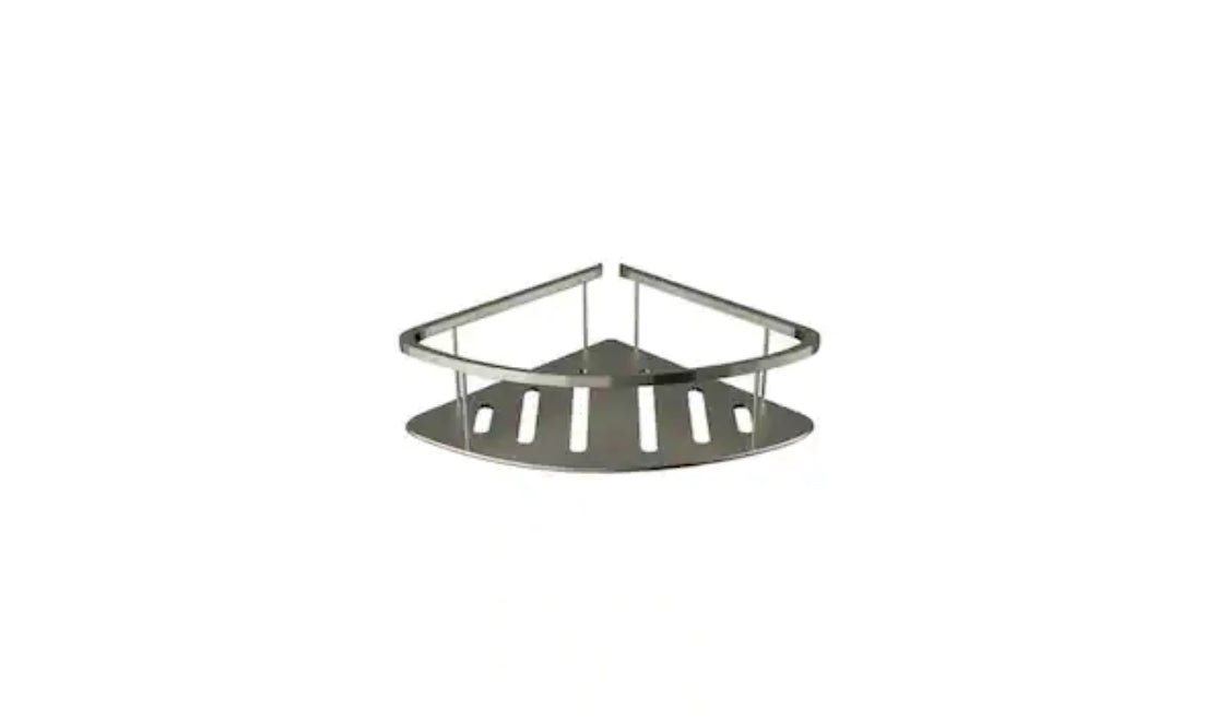 Passage Corner Shower Shelf in Brushed Metal