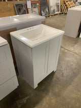 24 in. W x 19 in. D x 33 in. H Single Sink Freestanding Bath Vanity in Pearl Gray with White Cultured Marble Top