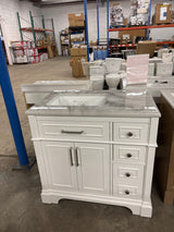 Melpark 36 in. W x 22 in. D x 34.5 in. H Bath Vanity in White with Epoxied Top