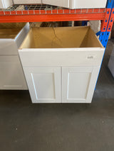 Shaker 30 in. W x 24 in. D x 34.5 in. H Assembled Sink Base Cabinet in Satin White