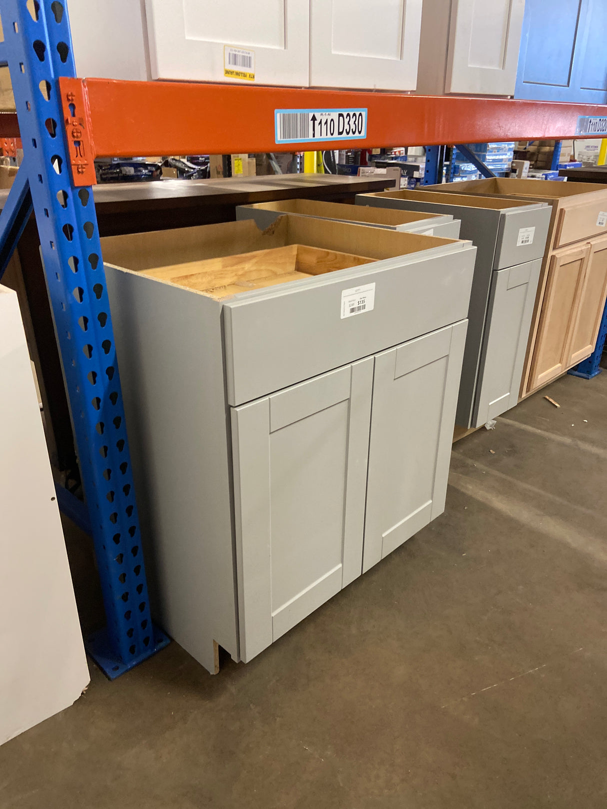 Shaker Dove Gray Stock Assembled Base Kitchen Cabinet with Ball-Bearing Drawer Glides (30 in. x 34.5 in. x 24 in.)