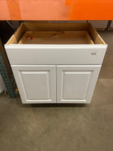 Hampton 33 in. W x 24 in. D x 34.5 in. H Assembled Base Cabinet in Satin White