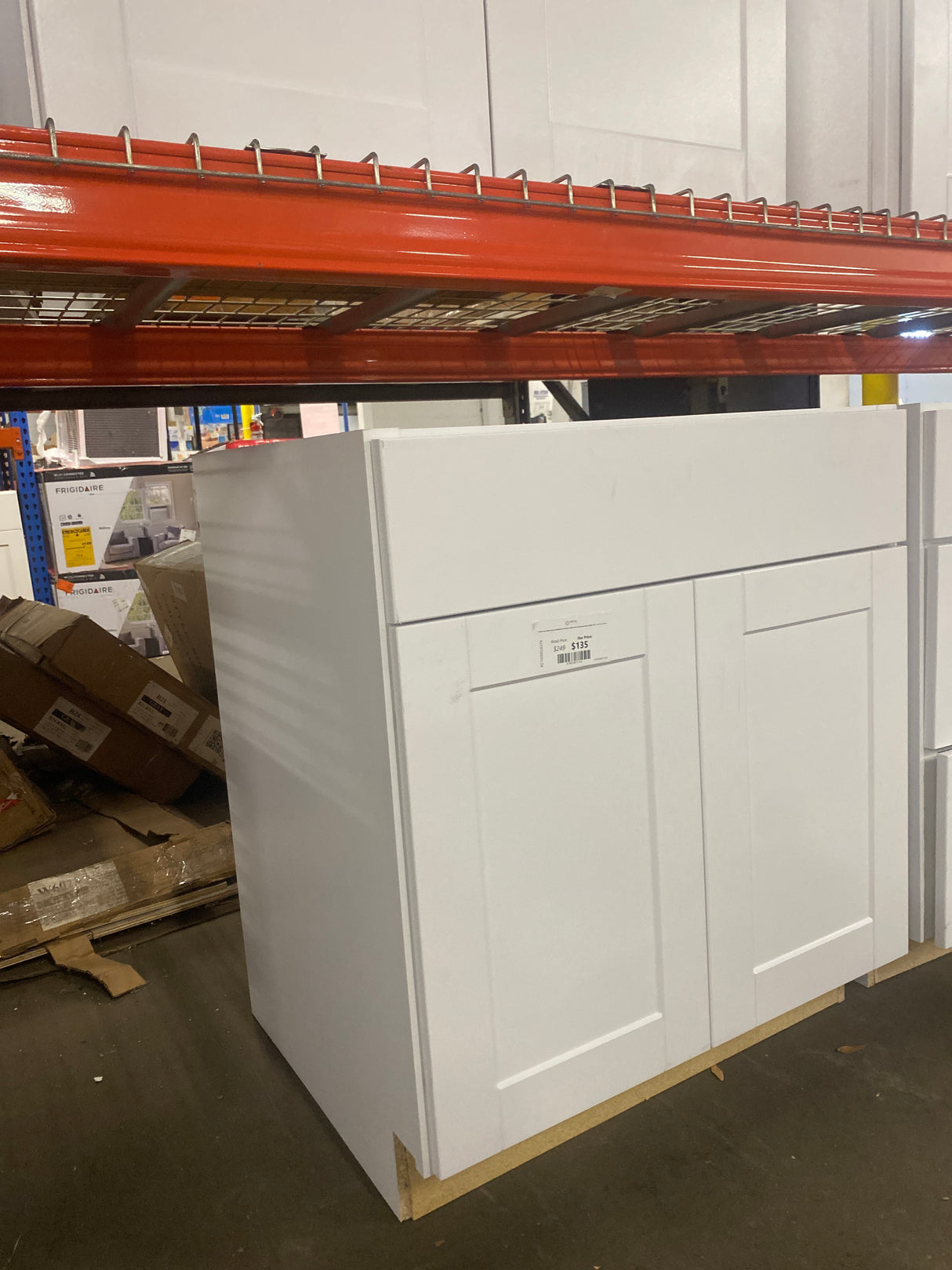 Shaker Satin White Stock Assembled Base Kitchen Cabinet with Ball-Bearing Drawer Glides (30 in. x 34.5 in. x 24 in.)