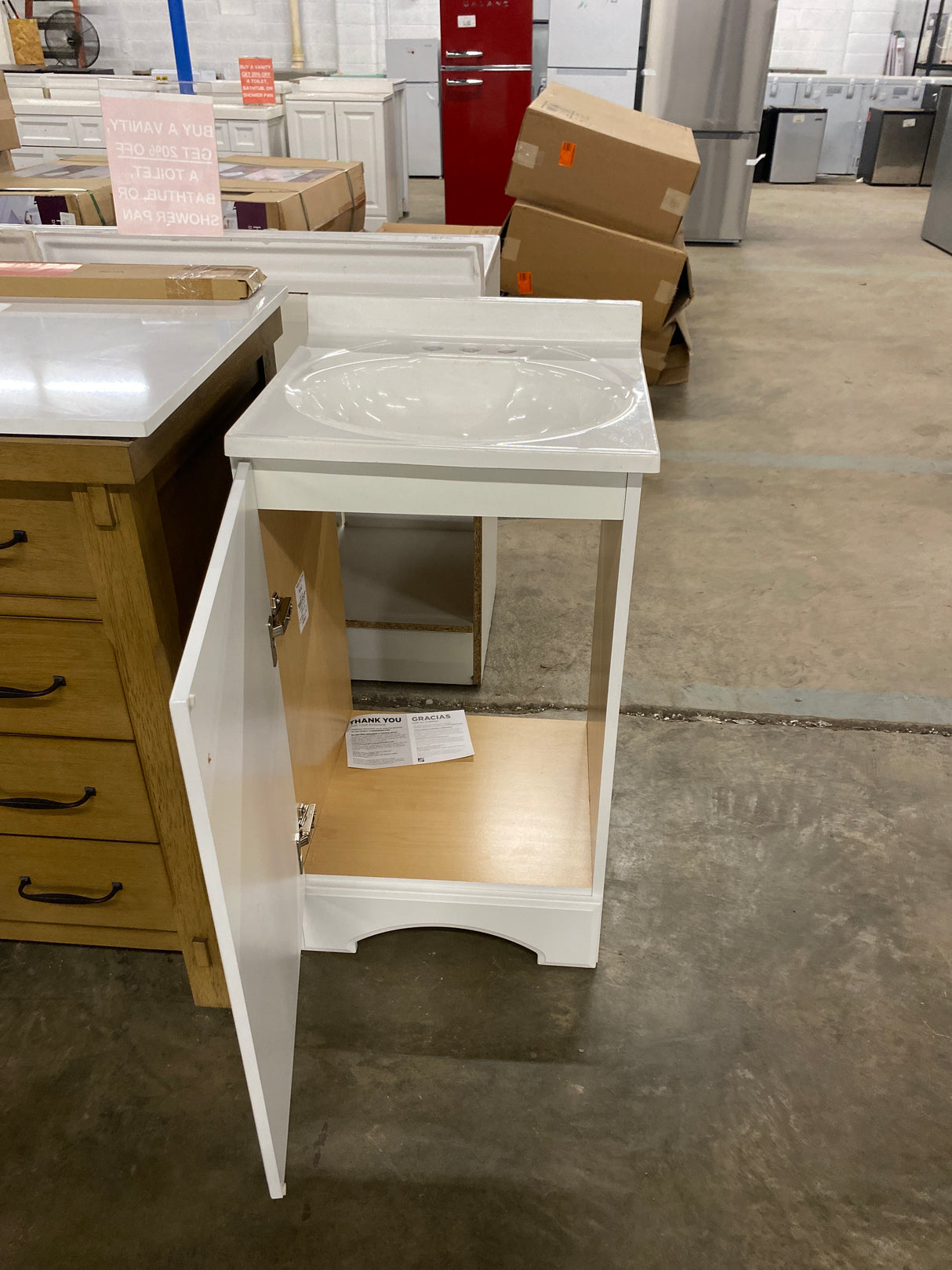 19 in. W x 18 in. D x 34 in. H Single Sink Freestanding Bath Vanity in White with White Cultured Marble Top