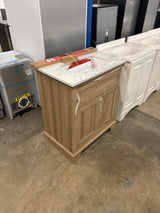 Doveton 30 in. W x 19 in. D x 34.50 in. H Freestanding Vanity in Weathered Tan with White Engineered Stone Top