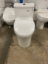 1-piece 0.8/1.28 GPF Dual Flush Elongated Toilet in White Seat Included