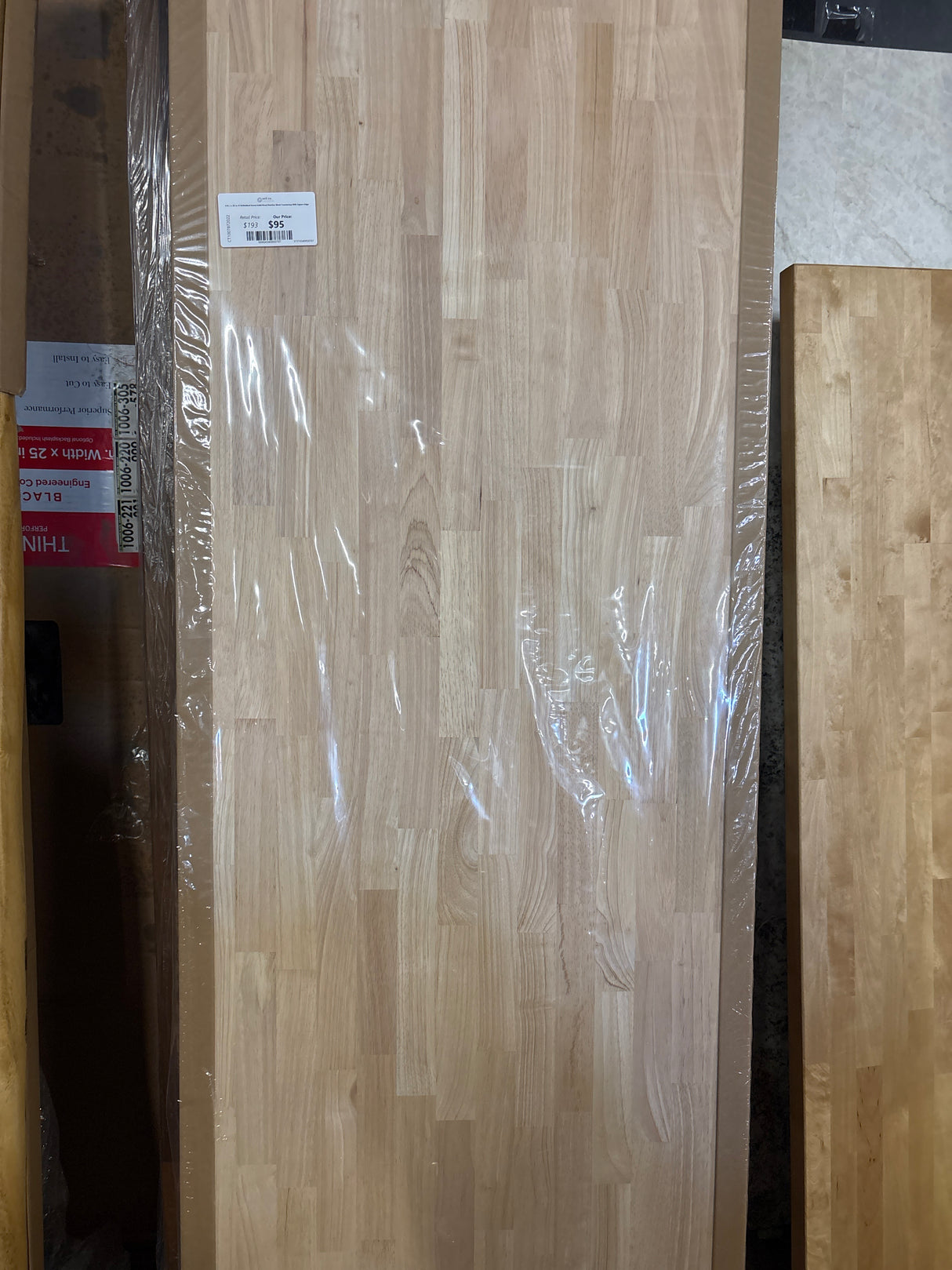 6 ft. L x 25 in. D Unfinished Hevea Solid Wood Butcher Block Countertop With Square Edge