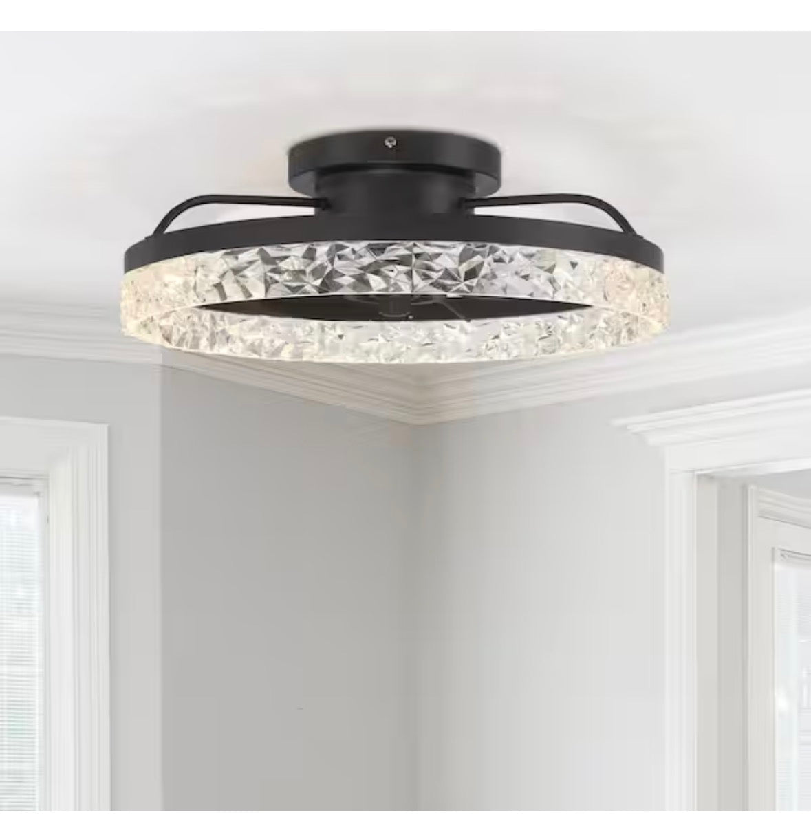 Circlet 20 in. Integrated LED Indoor Matte Black Glam Fandelier with 5 White Light Settings and Remote Control