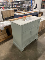 Doveton 36 in. Single Sink Sage Green Bath Vanity with White Engineered Stone Top (Assembled)