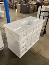 Hampton Harbor 44 in. W x 22 in. D Bath Vanity in White with Natural Marble Vanity Top in White