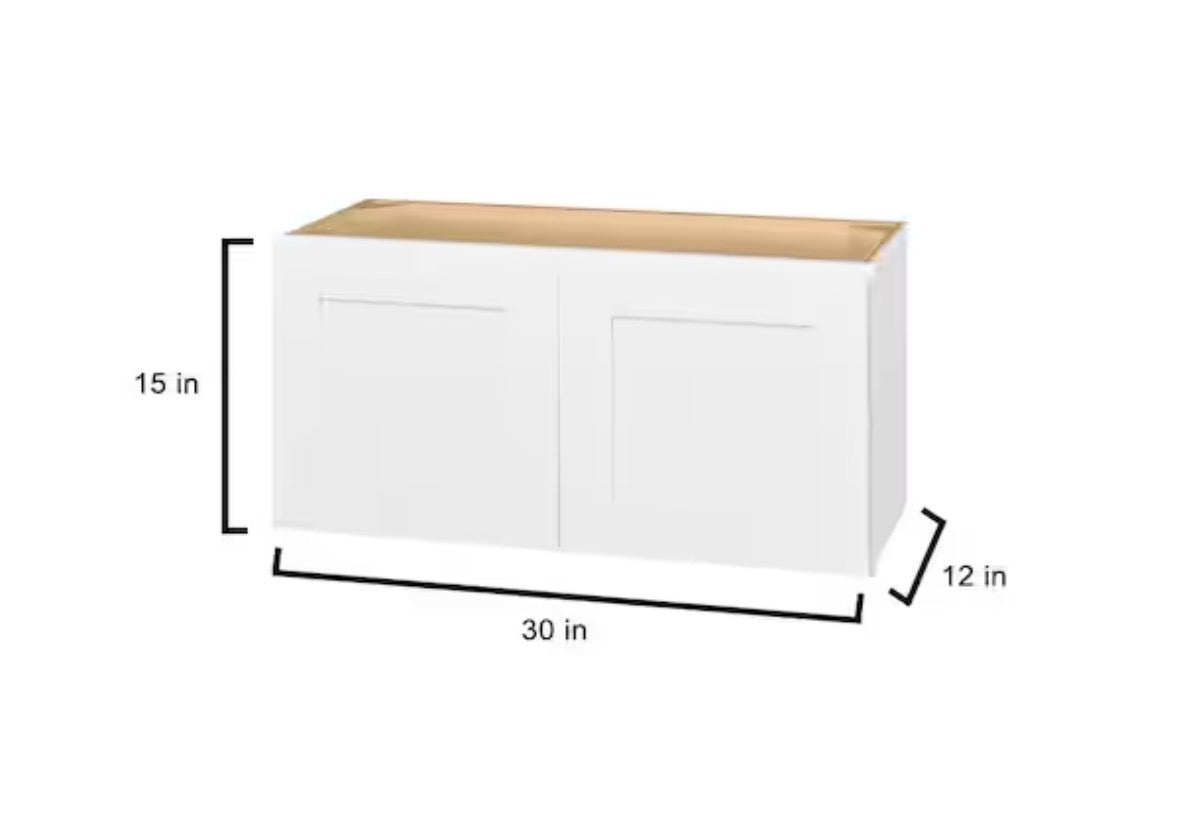 Avondale 30 in. W x 12 in. D x 15 in. H Ready to Assemble Plywood Shaker Wall Bridge Kitchen Cabinet in Alpine White
